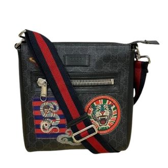 Gucci Pre-owned Cross Body Bags, male, Black, Size: ONE SIZE Pre-owned Courrier GG Supreme Leather Canvas Shoulder Bag