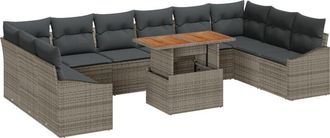 vidaXL Garden Sofa Set with Storage 11 pcs Grey Poly rattan Vidaxl