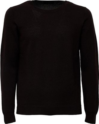 Zanone Honey-Comb Textured Elastic Ribbed Crewneck Sweater