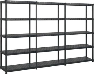vidaXL Estanter&iacute;as De Almacenaje 5 Niveles Pl&aacute;stico Negro 255x40x185cm Vidaxl