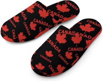 Generic Canada Maple Flag Mens Cotton Slippers Memory Foam Comfort House Shoes Winter Indoor Slipper for Hotel Casa Spa