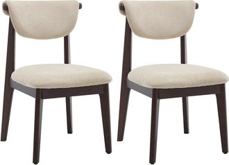 Vente-Unique Conjunto de 2 sillas en tela texturizada y madera de hevea - Beige - GABIEL