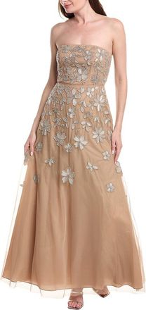 Adrianna Papell Strapless Beaded Mesh Maxi Dress
