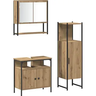 vidaXL Vidaxl - Juego De Muebles De Ba&ntilde;o 3 Pcs Marr&oacute;n 33 X 33 X 120.5 Cm