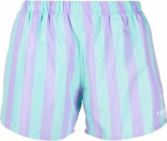 Yes I Am stripe-print swim shorts - men - Polyester - S - Purple