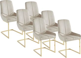 Vente-Unique Conjunto de 6 sillas de terciopelo y metal dorado - Beige - BERLONA