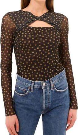 Misa Neriah Long Sleeve Top In Golden Polka Dot
