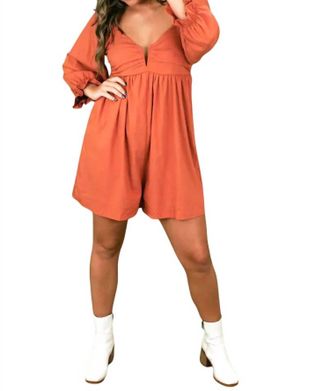 Entro Melanie V-Wire Sweetheart Neckline Romper In Pumpkin