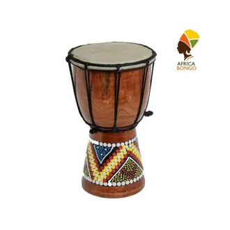 Trade Shop Trade Shop - Tambor Bong&oacute; Decorativo Africano De Madera Altura 19 X Di&aacute;metro 12