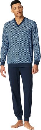 Schiesser Lange pyjama Schiesser blauw met print