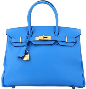 Herm&egrave;s Birkin Handbag Bleu Zanzibar Epsom With Gold Hardware 30 (Authentic Pre-Loved)