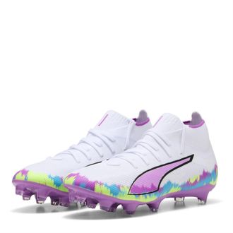 Puma Ultra Match+ voetbalschoenen voor dames, voor harde ondergrond (Wit/paars)