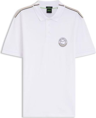 BOSS Stretch-cotton polo shirt with tennis-inspired logo