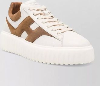 Hogan h stripe leather sneakers round toe sole
