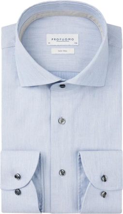 Profuomo Overhemden, Heren, Blauw, XL, Katoen, Dobby Shirt