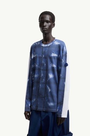 Moncler Mens Cotton Long Sleeve Tshirt - Medium Blue - Size Medium