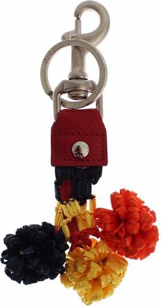 Dolce & Gabbana Multicolor Raffia Leather Clasp Finder Chain Womens Keyring