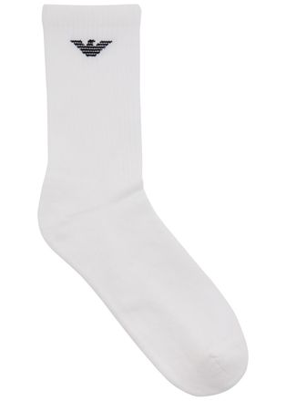 Emporio Armani Logo Ribbed Cotton-blend Socks - set of Three - White - One Size