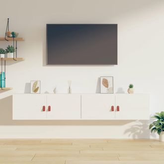 vidaXL Vidaxl - Armarios De Pared 2 Uds Madera Maciza Pino Blanco 80x30x30 Cm