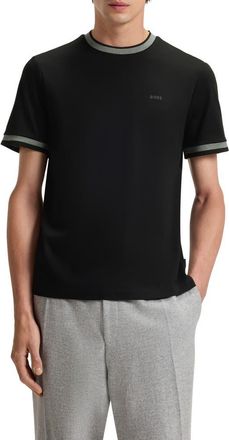 BOSS Tessler Slim Fit Cotton Ringer T-Shirt in Black at Nordstrom, Size Xx-Large