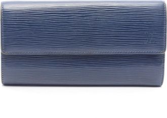 Louis Vuitton Navy Leather Long Wallet (Bi-Fold) (Pre-Owned)