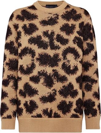 Philipp Plein Pullover Ronde Hals - Dames - Ronde hals truien - Bruin - XL - Wol - Truien & Vesten