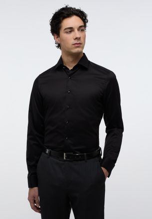 Eterna Langarmhemd ETERNA SLIM FIT, Herren, Gr. 40, Normalgr&ouml;ssen, schwarz, Twill, 100% cotton, schmal, Umschlagmanschette, Hemden Langarmhemd, NON IRON (b&uuml;g