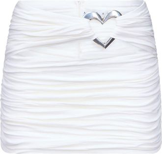 Area cut-out ruched miniskirt - women - Rayon/Modal/Elastane - S - White