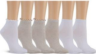 Shelli Segal 6-Pack Lettuce Edge Quarter Length Socks in Oatmeal Heather at Nordstrom Rack