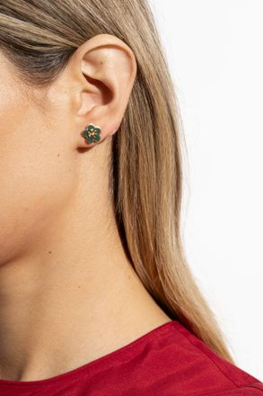 Tory Burch Earrings With Floral Motif, Womens, Green
