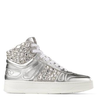 Jimmy Choo London Hawaii Crystal Embellished High-Top Sneakers, Brand Size 35 ( US Size 5 )
