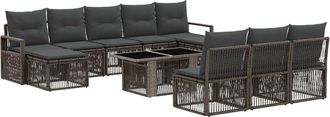 vidaXL Conjunto De Sof&aacute;s De Jard&iacute;n 11 Uds. Gris Y Gris Oscuro Vidaxl