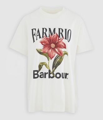 Barbour Tee-Shirt Wild Flower T-Shirt Cream, Collaboration Barbour X Farm Rio