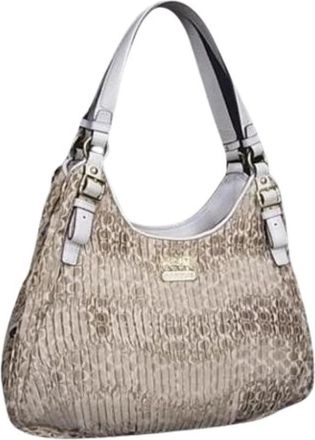 Coach Pre-owned Shoulder Bags, female, Beige, Size: ONE SIZE Pre-owned Canvas Shoulder Bag