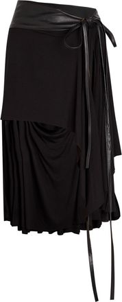 AARON ESH Belted Asymmetric Jersey Mini Skirt - Black - 12 (UK12 / M)