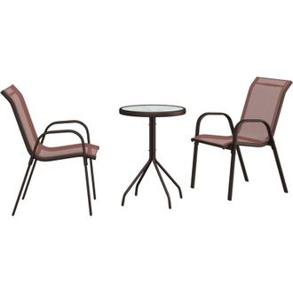 vidaXL Juego Bistro De Jard&iacute;n 3 Pcs Marr&oacute;n Acero Vidaxl