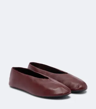 The Row Stella leather slip-on shoes