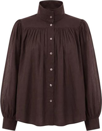 Antik Batik Angeli Blouse - Dames - Blouses - Bruin - S - Katoen - Overhemden