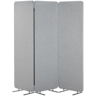 Beliani Separador De Habitaciones De Tela Gris Claro 3 Paneles Plegable Divisor Privacidad Reducci&oacute;n De Ruido Oficina Standi