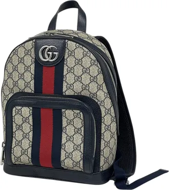 Gucci Navy Gg Supreme Leather Backpack (Pre-Owned)