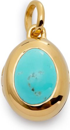 Monica Vinader Birthstone Locket Pendant in 18Ct Gold Vermeil /Turquoise at Nordstrom