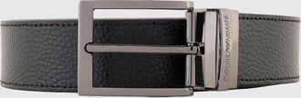 Emporio Armani Reversible and Adjustable Leather Belt with Logo Buckle