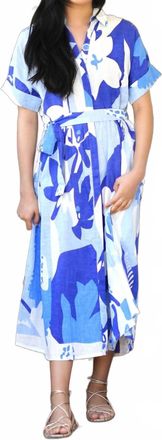 Dolma Brigitte Abstract Print Dress In Blue Multi