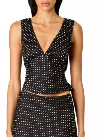Nia Celia Polkadot Top In Black