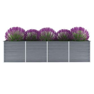 Berkfield Home Garden Raised Bed Galvanised Steel 320x80x77 cm Grey | Size: 320 x 80 x 77 cm