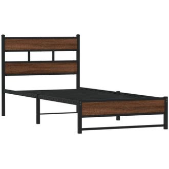 vidaXL Estructura de cama sin colchón metal marrón roble 107x203 cm vidaXL