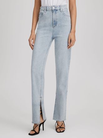 Paige Paige Gianna Blue Straight Leg Split Hem Jeans, 32