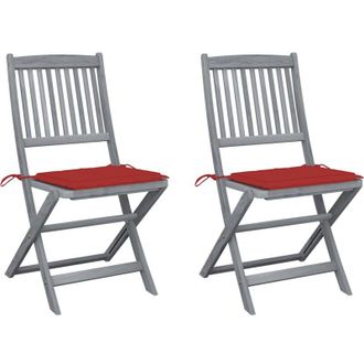 vidaXL Sedie da Giardino Pieghevoli 2pz con Cuscini in Massello Acacia vidaXL