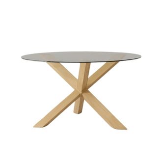 Wabi Home Mesa de comedor de madera maciza y cristal &oslash;120cm