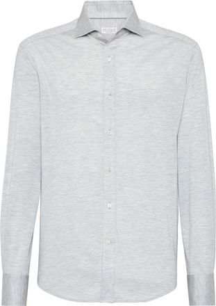 Brunello Cucinelli silk-cotton jersey shirt - men - Cotton/Silk - L - Grey